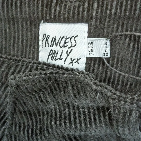 NWT Princess Polly Black Corduroy Mini Skirt Y2K Cargo Pocket Women's 4 - Picture 2 of 6